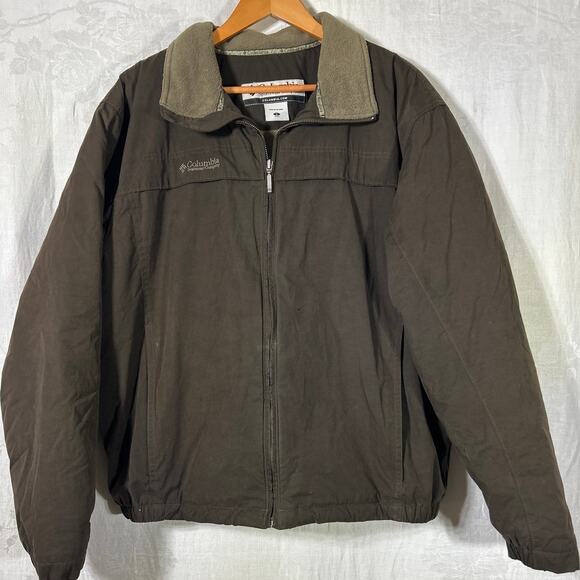 Columbia Coat Large Brown Fleece Lined Full Zip Insulated Snow Ski Vintage - Picture 1 of 9